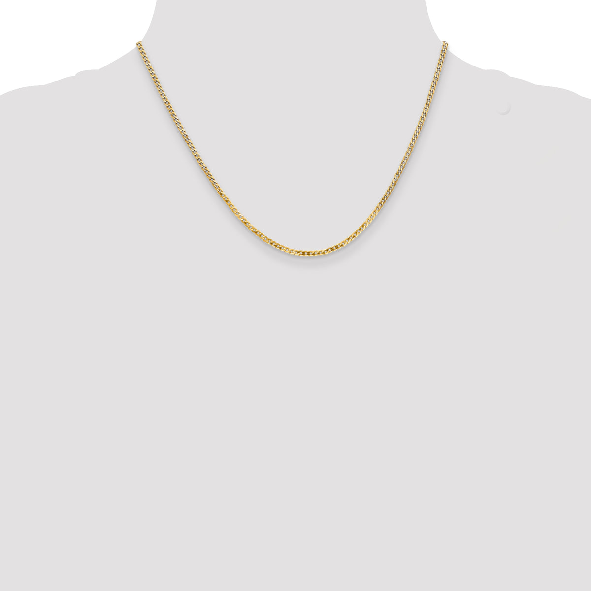 Gold (10K & 14K) Flat Beveled Curb Chain - 14k Yellow Gold / 18 in / 2.2 mm