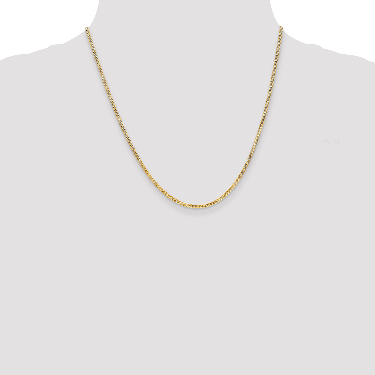 Gold (10K & 14K) Flat Beveled Curb Chain - 14k Yellow Gold / 20 in / 2.2 mm