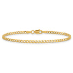 Gold (10K & 14K) Flat Beveled Curb Chain Anklet - 14k Yellow Gold / 10 in / 2.2 mm