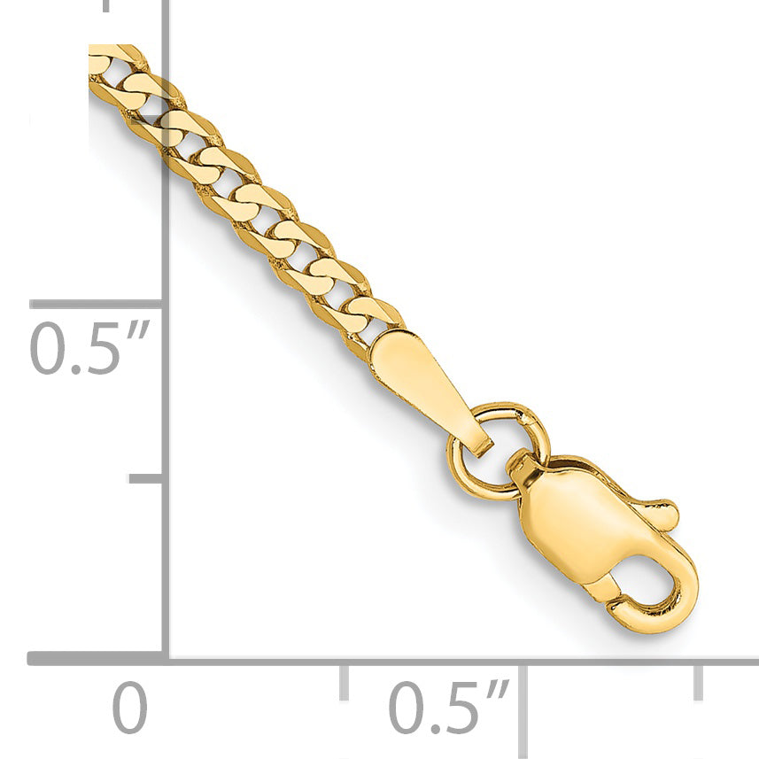 Gold (10K & 14K) Flat Beveled Curb Chain Bracelet - 14k Yellow Gold / 7 in / 2.2 mm