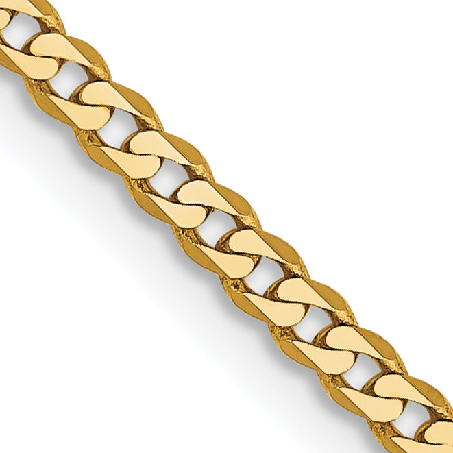 Gold (10K & 14K) Flat Beveled Curb Chain - 14k Yellow Gold / 16 in / 2.2 mm