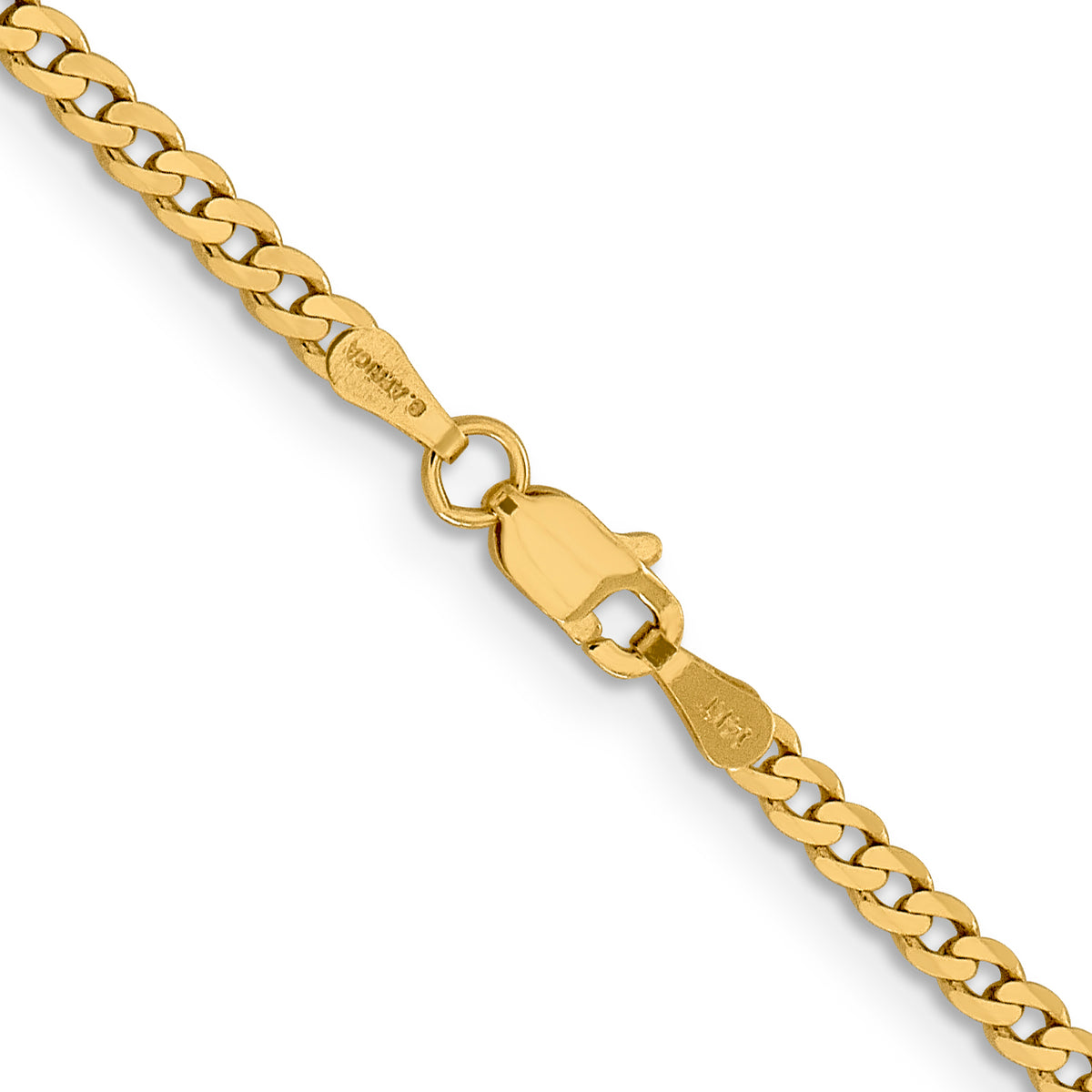 Gold (10K & 14K) Flat Beveled Curb Chain - 14k Yellow Gold / 16 in / 2.3 mm
