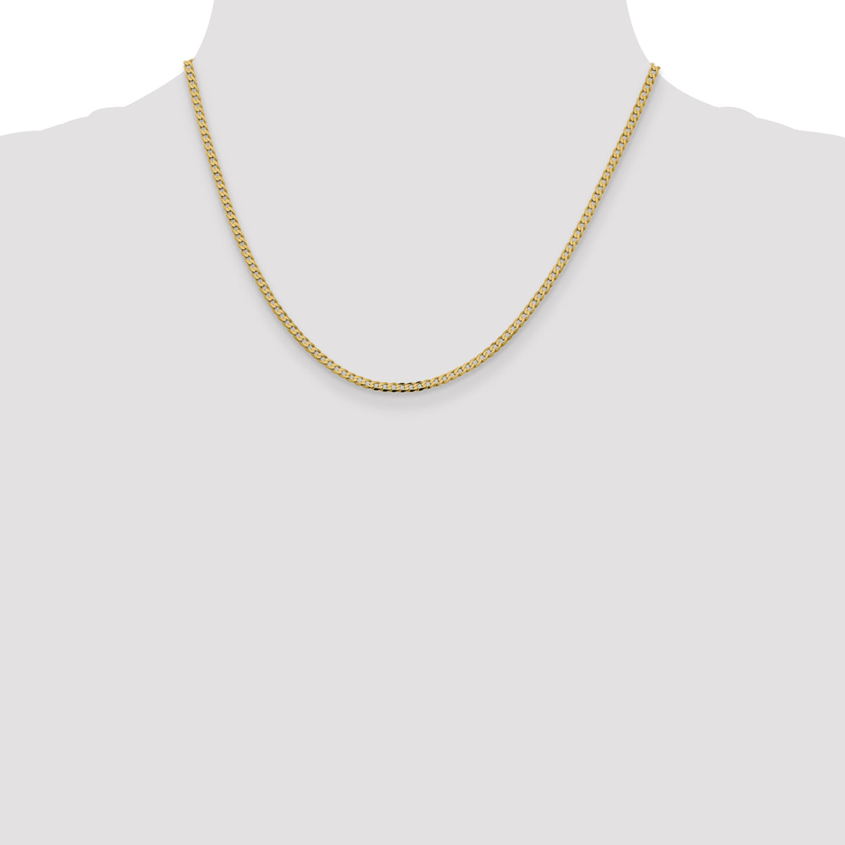 Gold (10K & 14K) Flat Beveled Curb Chain - 14k Yellow Gold / 18 in / 2.3 mm