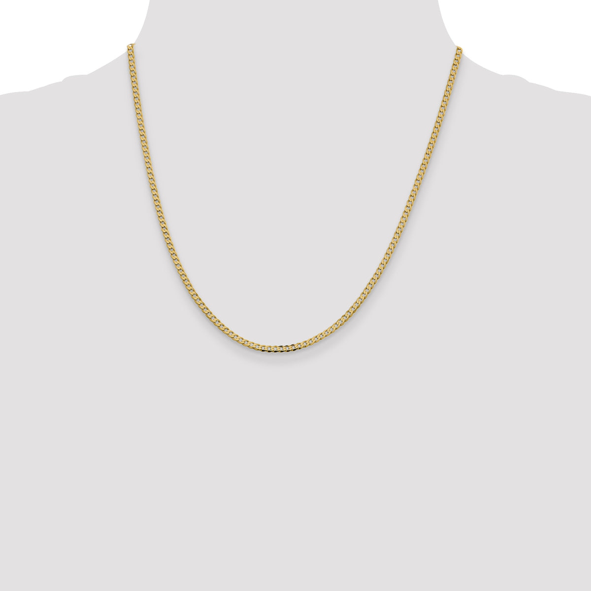 Gold (10K & 14K) Flat Beveled Curb Chain - 14k Yellow Gold / 20 in / 2.3 mm