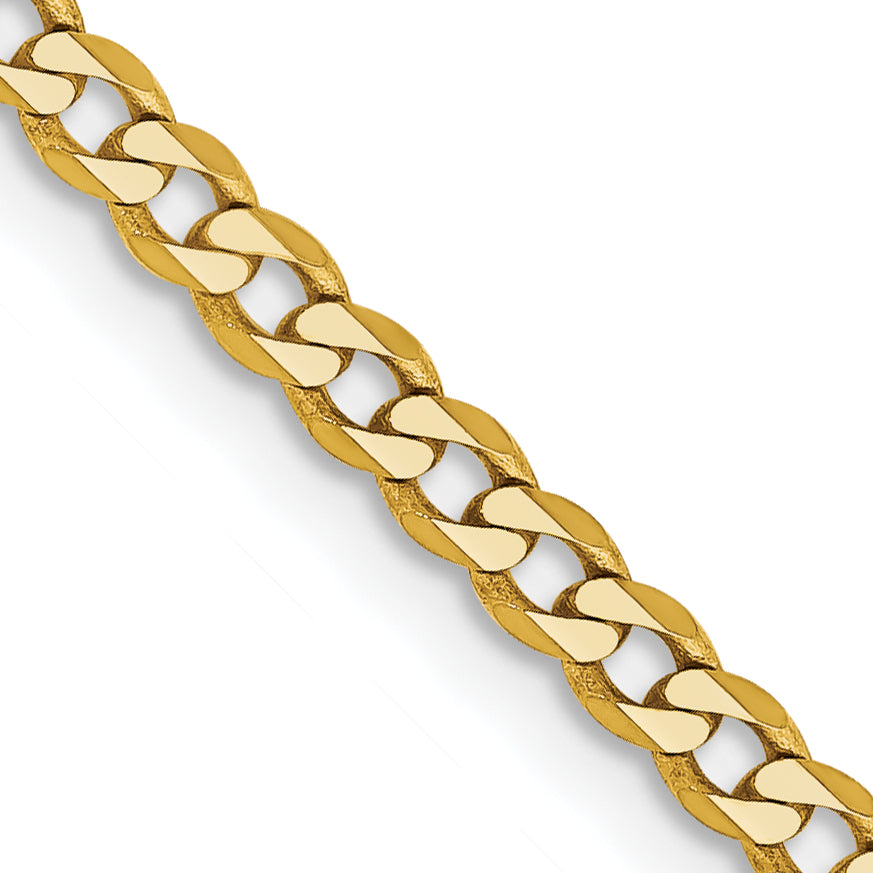 Gold (10K & 14K) Flat Beveled Curb Chain - 14k Yellow Gold / 16 in / 2.3 mm