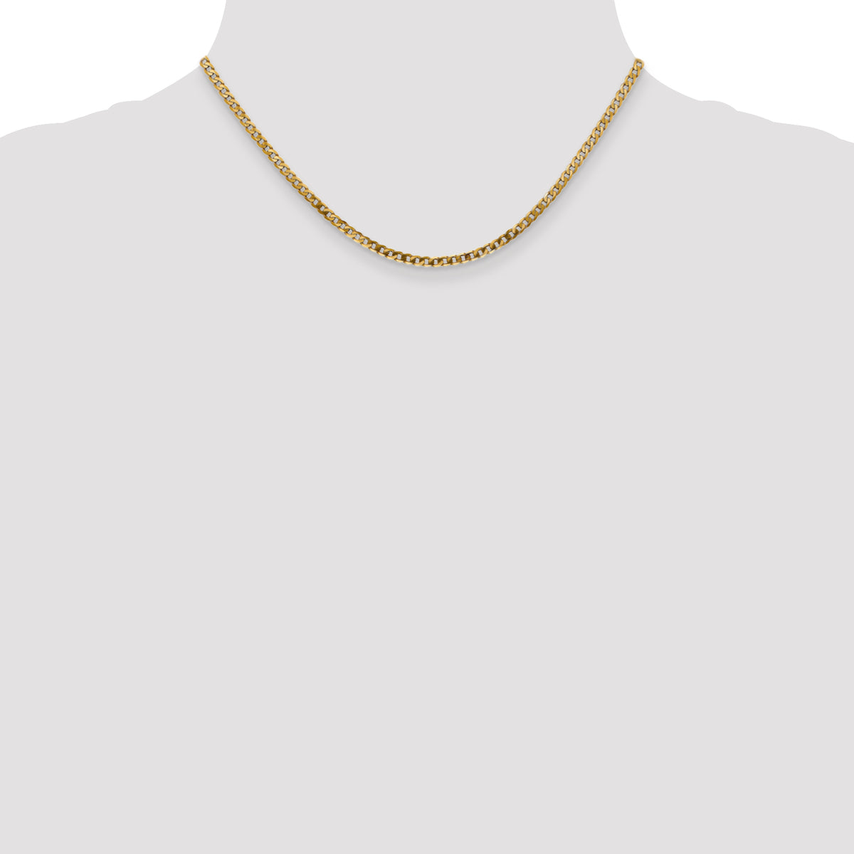 Gold (10K & 14K) Flat Beveled Curb Chain - 14k Yellow Gold / 16 in / 2.9 mm