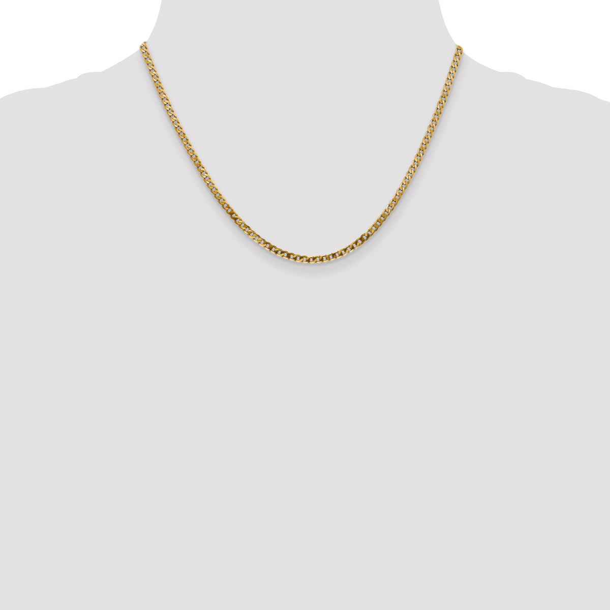 Gold (10K & 14K) Flat Beveled Curb Chain - 14k Yellow Gold / 18 in / 2.9 mm