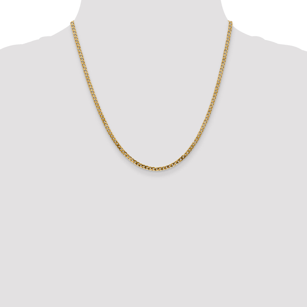 Gold (10K & 14K) Flat Beveled Curb Chain - 14k Yellow Gold / 20 in / 2.9 mm