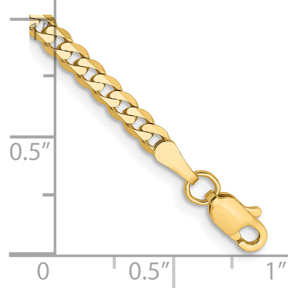 Gold (10K & 14K) Flat Beveled Curb Chain Bracelet - 14k Yellow Gold / 7 in / 2.9 mm
