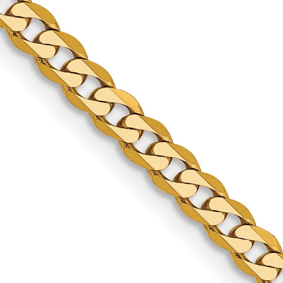 Gold (10K & 14K) Flat Beveled Curb Chain - 14k Yellow Gold / 16 in / 2.9 mm