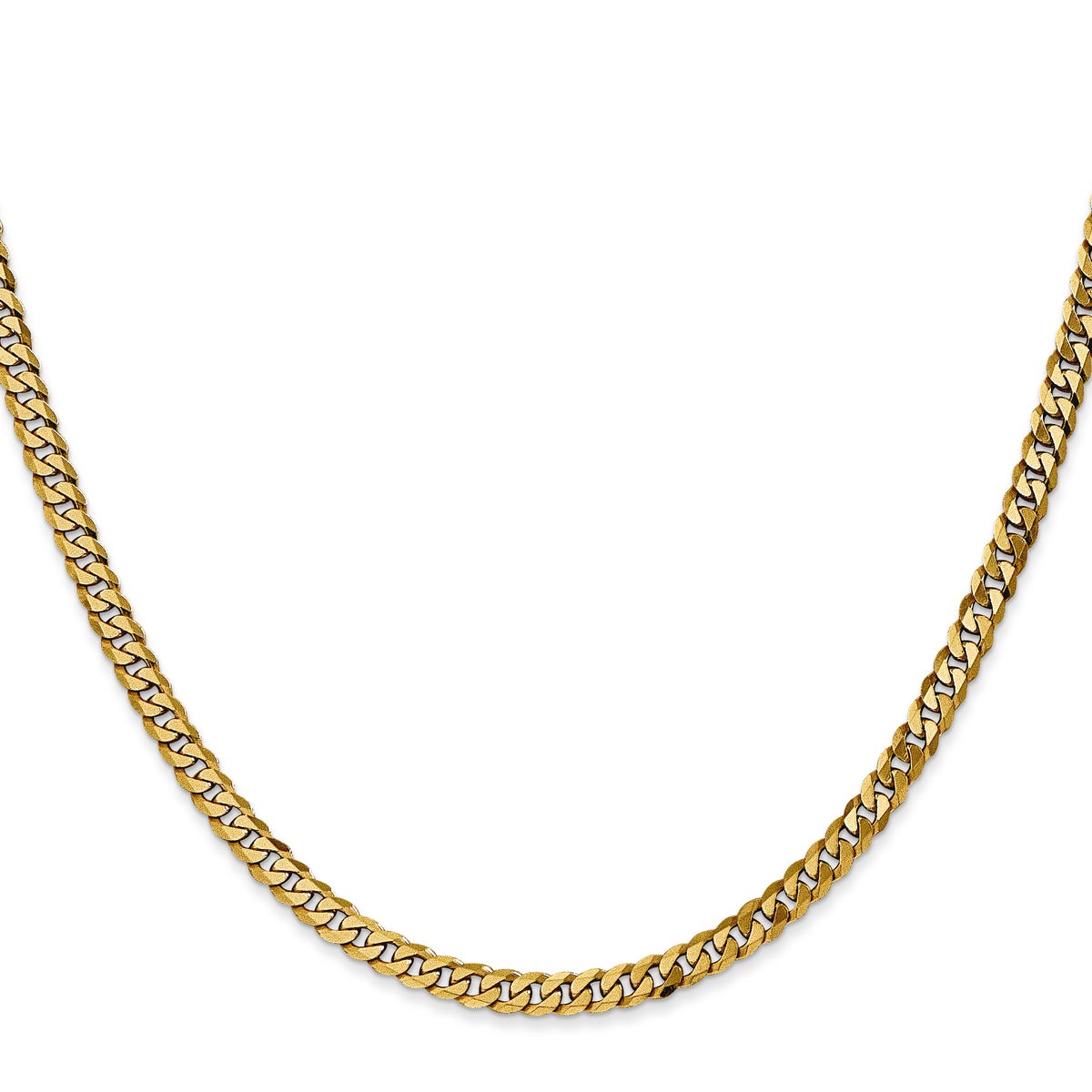 Gold (10K & 14K) Flat Beveled Curb Chain - 14k Yellow Gold / 16 in / 3.9 mm