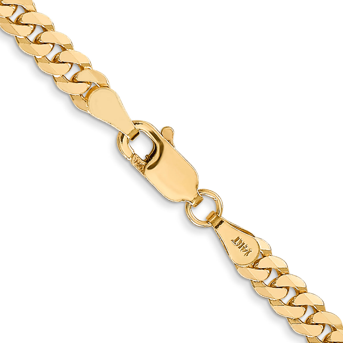 Gold (10K & 14K) Flat Beveled Curb Chain - 14k Yellow Gold / 16 in / 3.9 mm