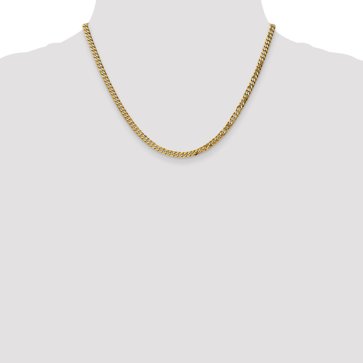 Gold (10K & 14K) Flat Beveled Curb Chain - 14k Yellow Gold / 18 in / 3.9 mm