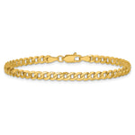 Gold (10K & 14K) Flat Beveled Curb Chain Bracelet - 14k Yellow Gold / 7 in / 3.9 mm