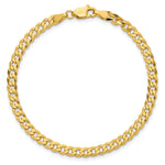 Gold (10K & 14K) Flat Beveled Curb Chain Bracelet - 14k Yellow Gold / 7 in / 3.9 mm