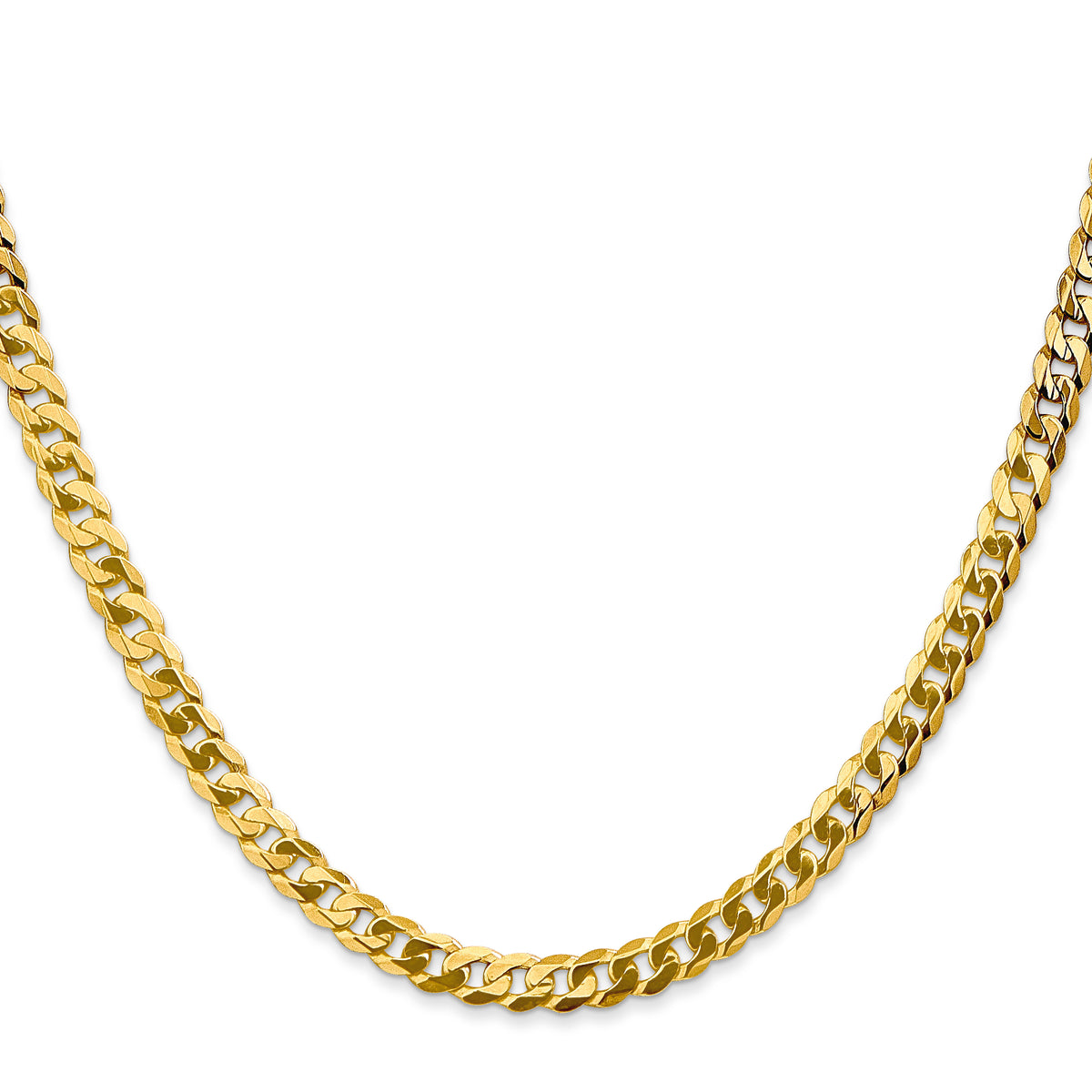 Gold (10K & 14K) Flat Beveled Curb Chain - 14k Yellow Gold / 18 in / 4.75 mm