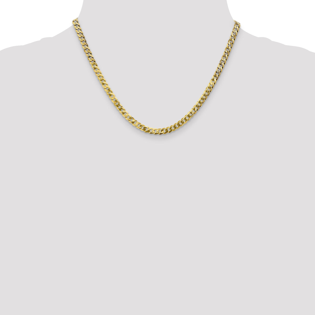 Gold (10K & 14K) Flat Beveled Curb Chain - 14k Yellow Gold / 18 in / 4.75 mm