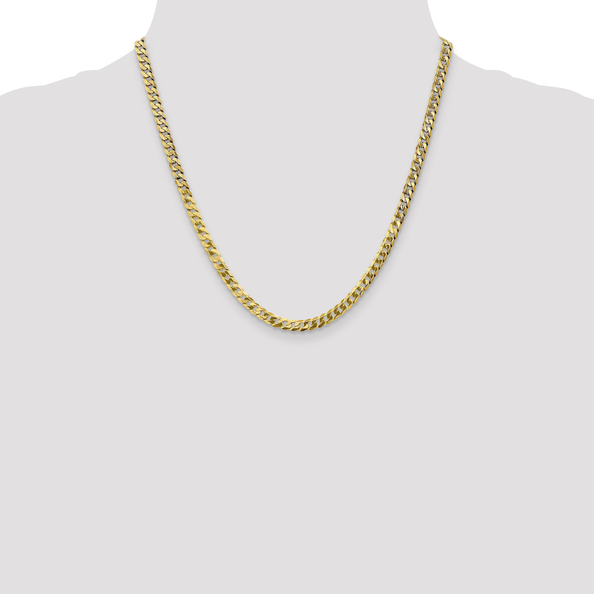 Gold (10K & 14K) Flat Beveled Curb Chain - 14k Yellow Gold / 20 in / 4.75 mm