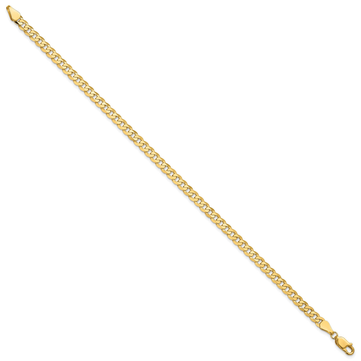 Gold (10K & 14K) Flat Beveled Curb Chain Bracelet - 14k Yellow Gold / 7 in / 4.75 mm
