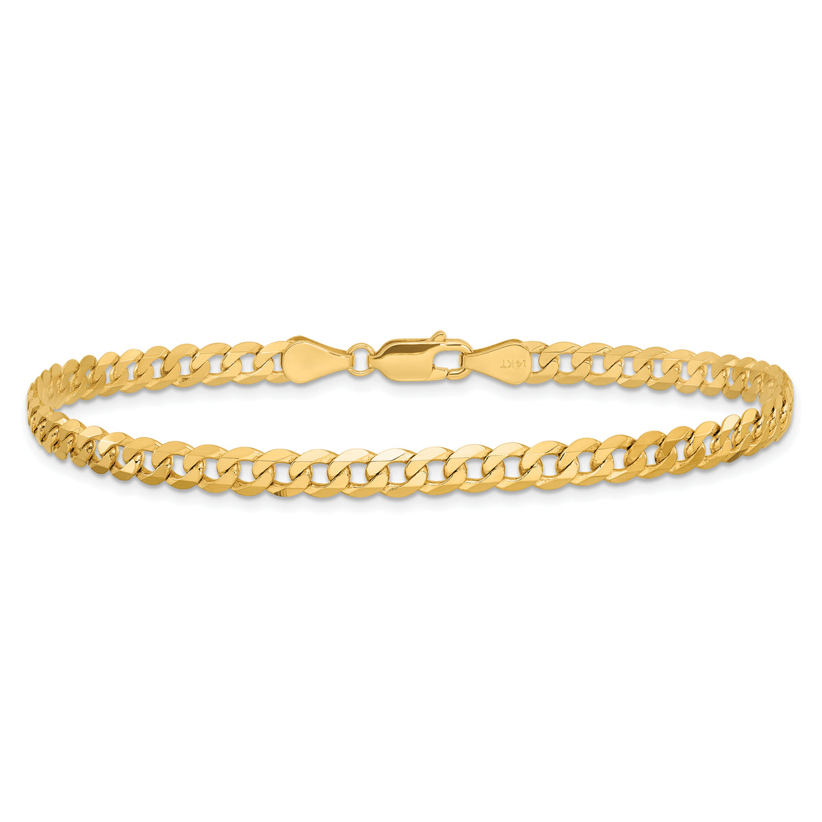 Gold (10K & 14K) Flat Beveled Curb Chain Bracelet - 14k Yellow Gold / 7 in / 4.75 mm