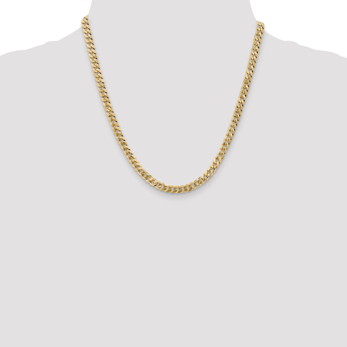 Gold (10K & 14K) Flat Beveled Curb Chain - 14k Yellow Gold / 20 in / 5.75 mm