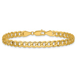 Gold (10K & 14K) Flat Beveled Curb Chain Bracelet - 14k Yellow Gold / 7 in / 5.75 mm