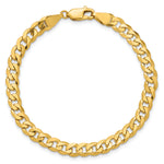 Gold (10K & 14K) Flat Beveled Curb Chain Bracelet - 14k Yellow Gold / 7 in / 5.75 mm
