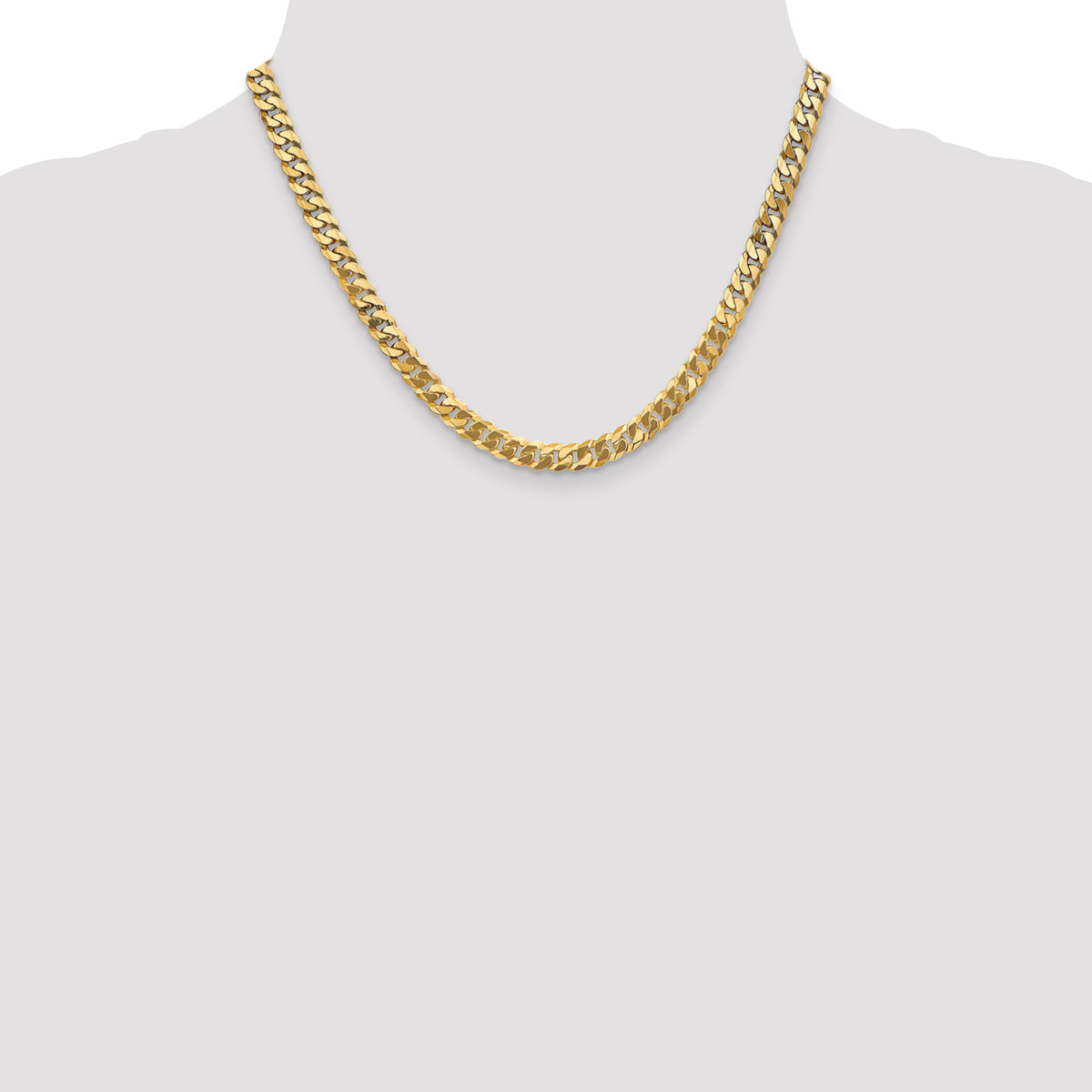 Gold (10K & 14K) Flat Beveled Curb Chain - 14k Yellow Gold / 18 in / 6.25 mm