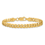 Gold (10K & 14K) Flat Beveled Curb Chain Bracelet - 14k Yellow Gold / 7 in / 6.25 mm