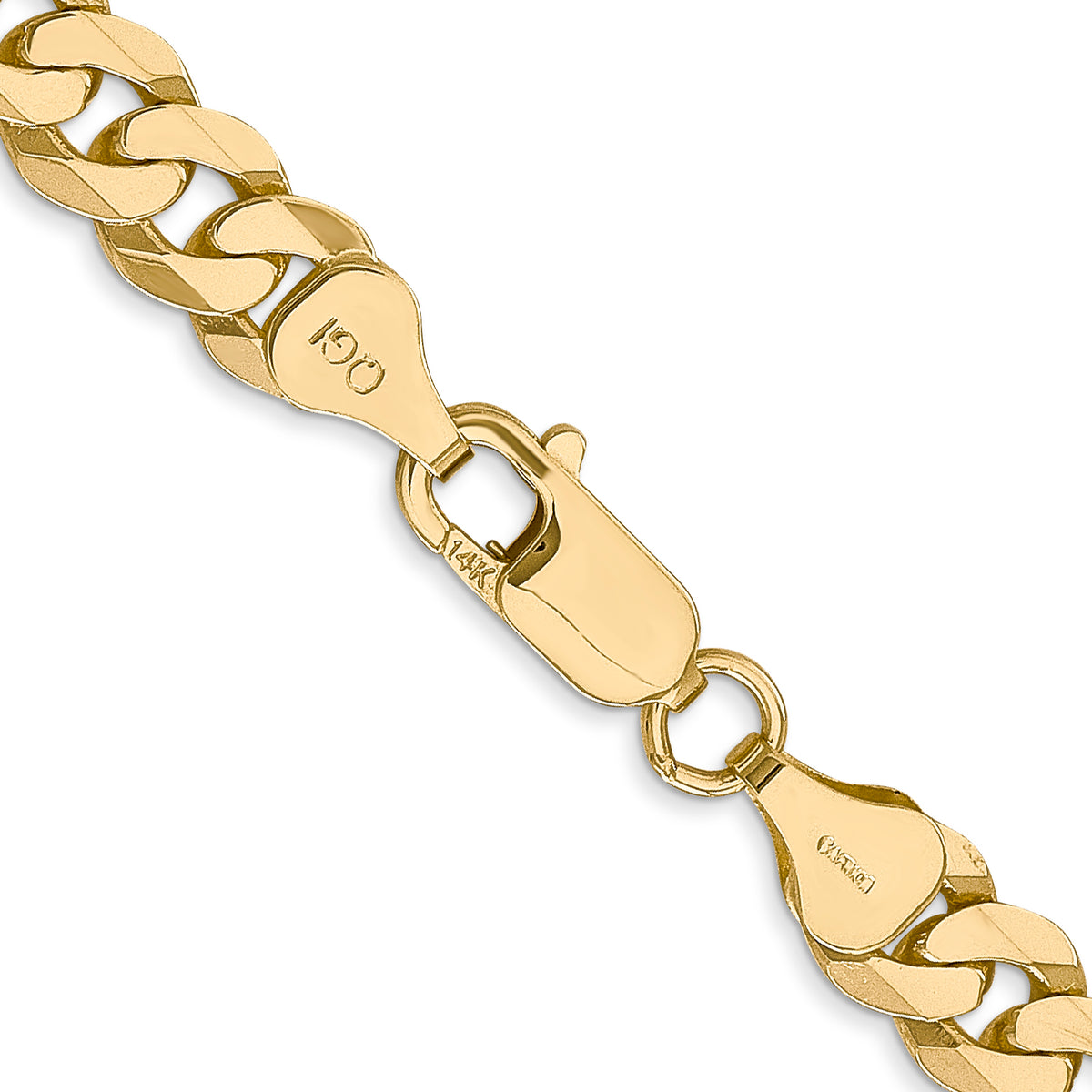Gold (10K & 14K) Flat Beveled Curb Chain - 14k Yellow Gold / 18 in / 7.25 mm