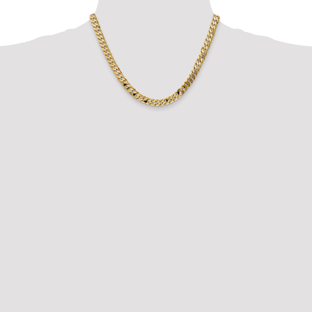 Gold (10K & 14K) Flat Beveled Curb Chain - 14k Yellow Gold / 18 in / 7.25 mm