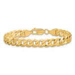 Gold (10K & 14K) Flat Beveled Curb Chain Bracelet - 14k Yellow Gold / 7 in / 7.25 mm
