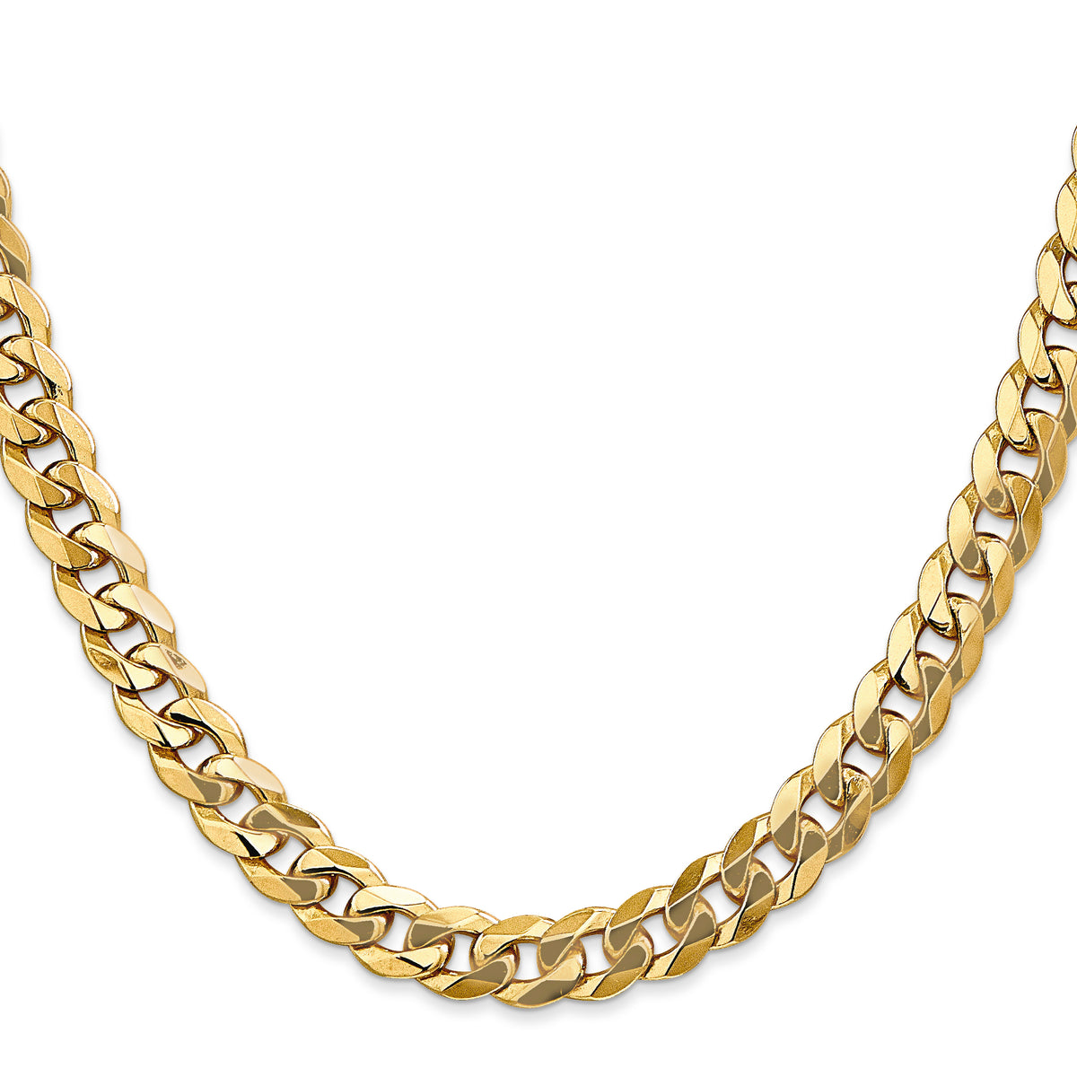 Gold (10K & 14K) Flat Beveled Curb Chain - 14k Yellow Gold / 20 in / 8 mm