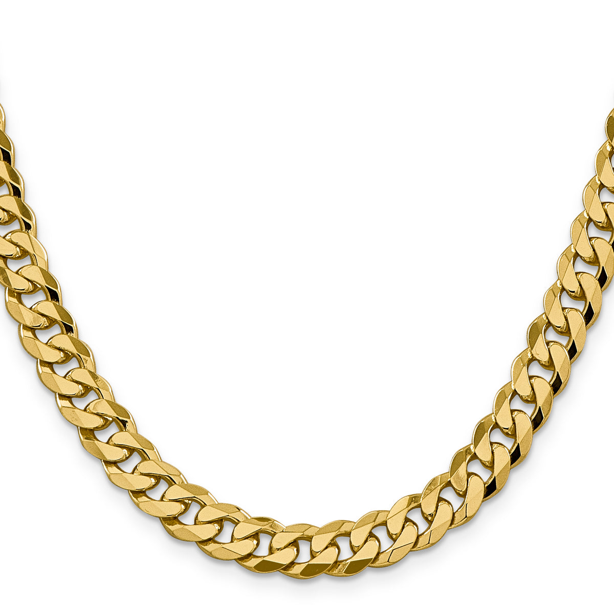 Gold (10K & 14K) Flat Beveled Curb Chain - 14k Yellow Gold / 20 in / 8.5 mm