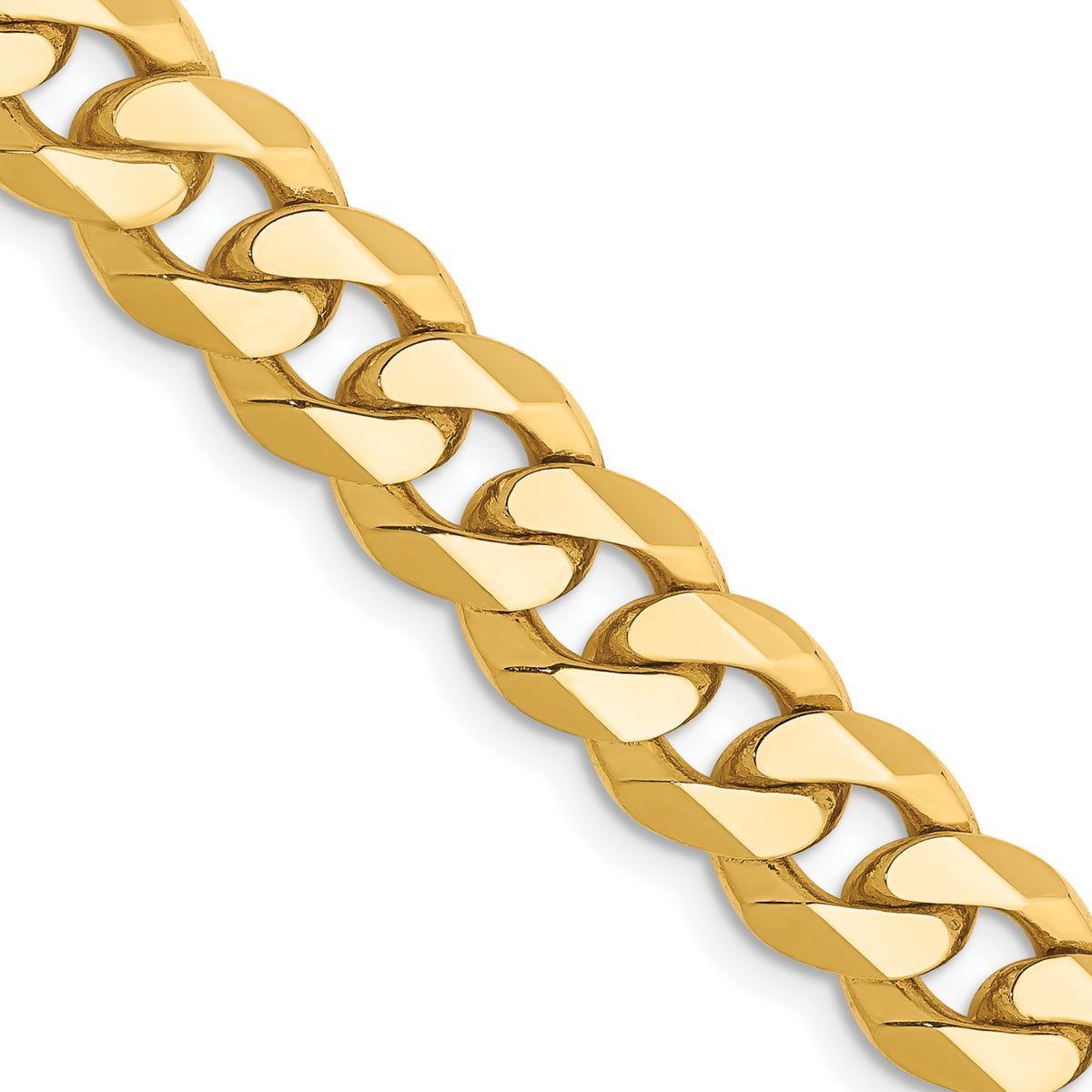 Gold (10K & 14K) Flat Beveled Curb Chain - 14k Yellow Gold / 20 in / 8.5 mm