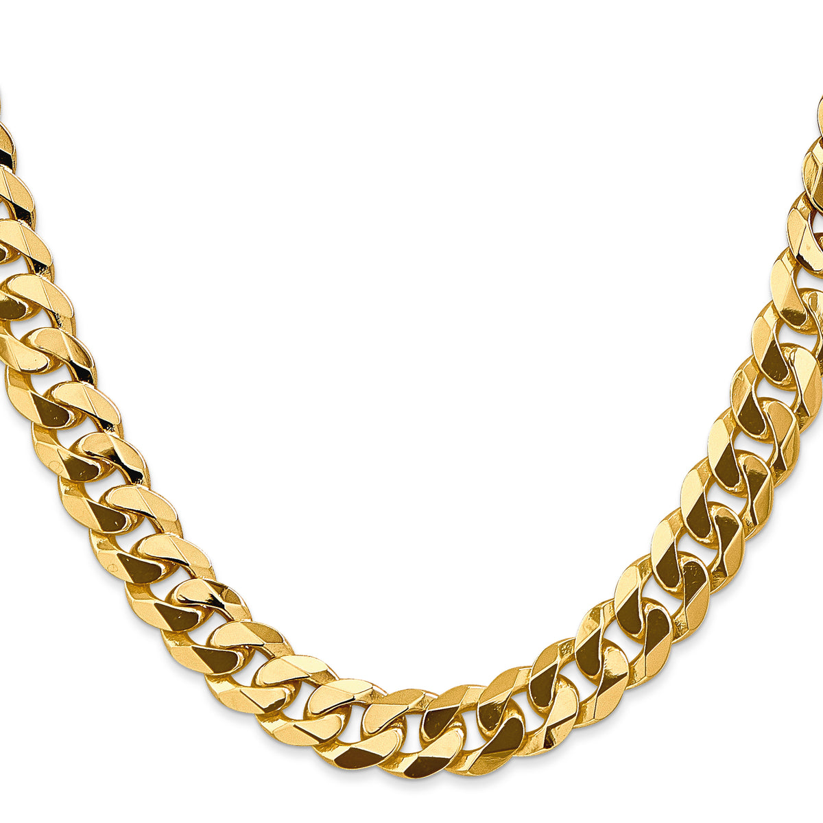 Gold (10K & 14K) Flat Beveled Curb Chain - 14k Yellow Gold / 20 in / 9.5 mm