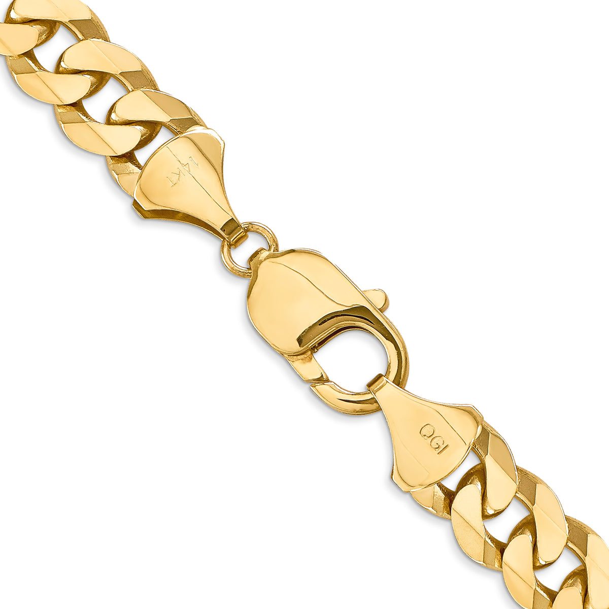 Gold (10K & 14K) Flat Beveled Curb Chain - 14k Yellow Gold / 20 in / 9.5 mm