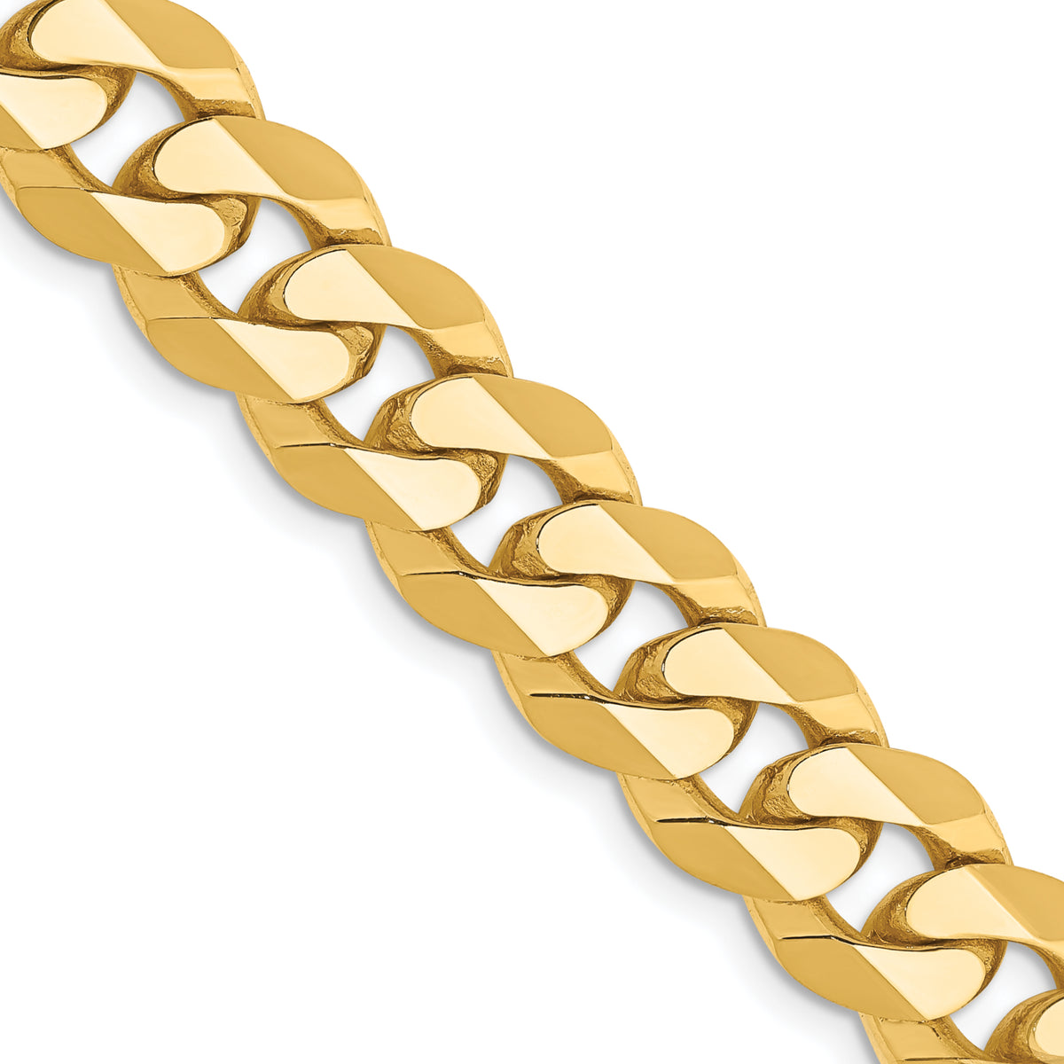 Gold (10K & 14K) Flat Beveled Curb Chain - 14k Yellow Gold / 20 in / 9.5 mm