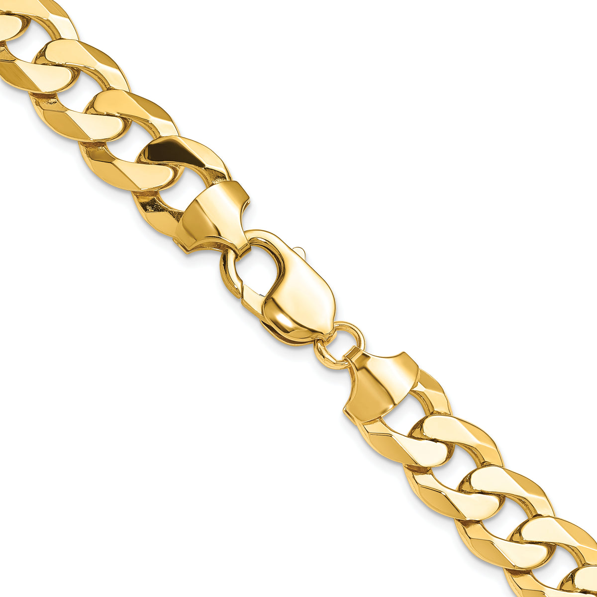 Gold (10K & 14K) Flat Beveled Curb Chain - 14k Yellow Gold / 20 in / 12 mm