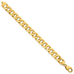 Gold (10K & 14K) Flat Beveled Curb Chain Bracelet - 14k Yellow Gold / 8 in / 12 mm