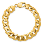 Gold (10K & 14K) Flat Beveled Curb Chain Bracelet - 14k Yellow Gold / 8 in / 12 mm