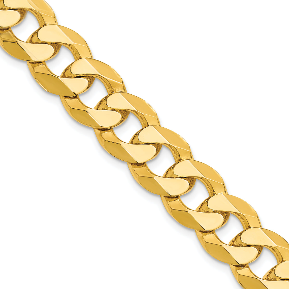 Gold (10K & 14K) Flat Beveled Curb Chain - 14k Yellow Gold / 20 in / 12 mm