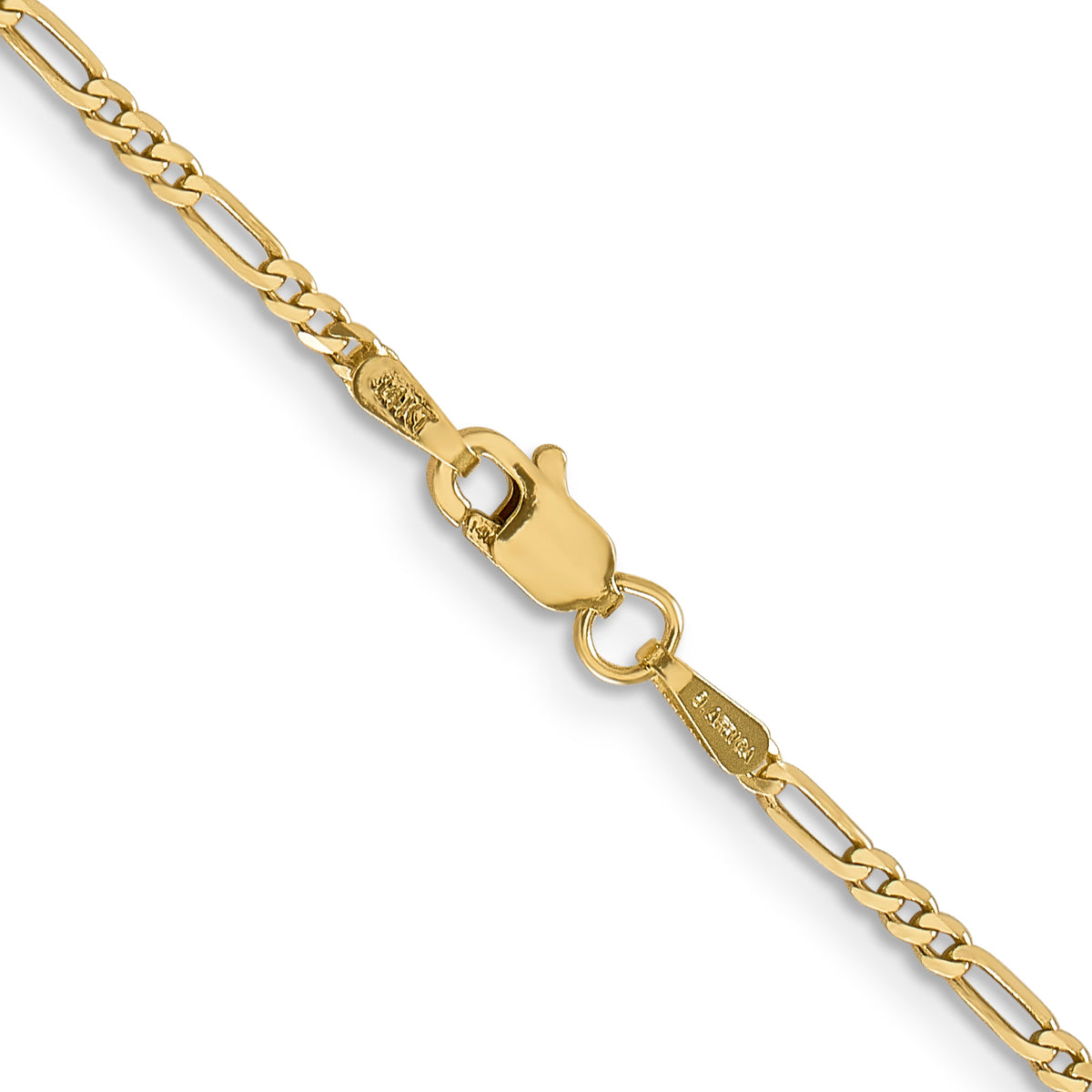 Gold (10K & 14K) Flat Figaro Chain Bracelet - 14k Yellow Gold / 7 in / 1.8 mm