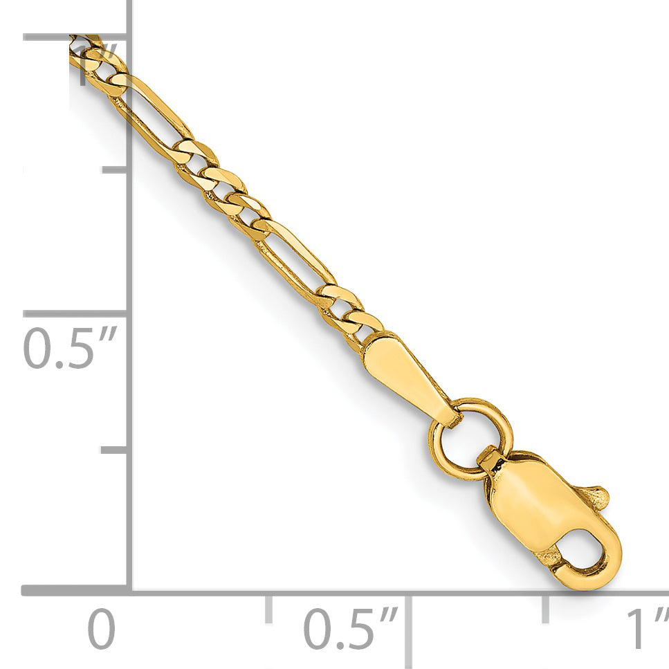 Gold (10K & 14K) Flat Figaro Chain Bracelet - 14k Yellow Gold / 5.5 in / 1.8 mm