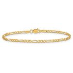 Gold (10K & 14K) Flat Figaro Chain Bracelet - 14k Yellow Gold / 5.5 in / 2.25 mm
