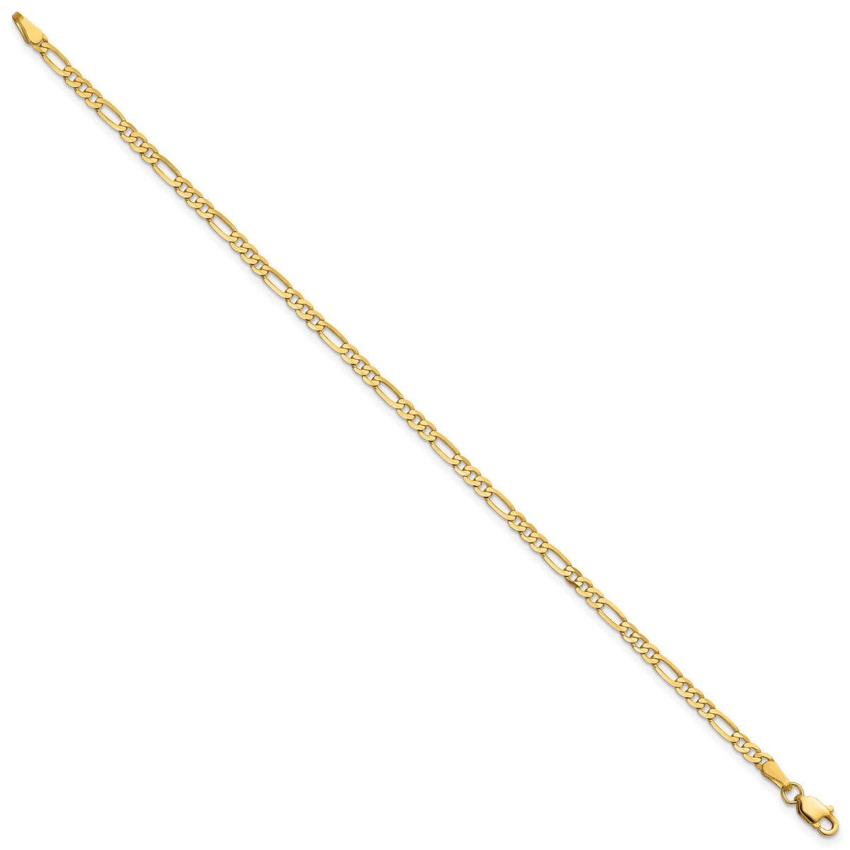 Gold (10K & 14K) Flat Figaro Chain Bracelet - 14k Yellow Gold / 6 in / 2.75 mm