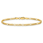 Gold (10K & 14K) Flat Figaro Chain Bracelet - 14k Yellow Gold / 6 in / 2.75 mm