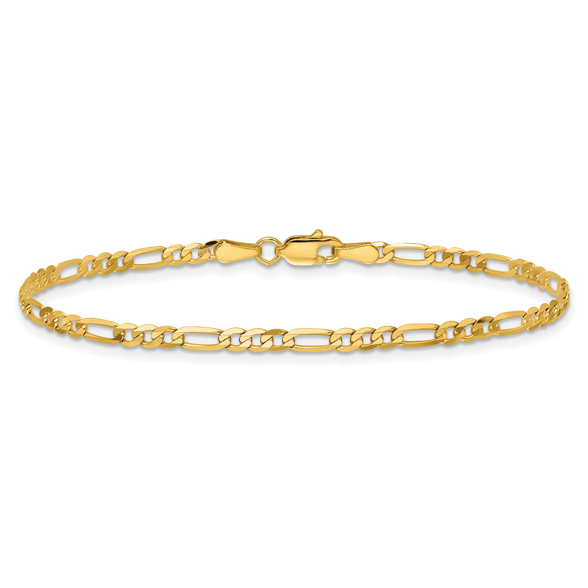 Gold (10K & 14K) Flat Figaro Chain Bracelet - 14k Yellow Gold / 6 in / 2.75 mm