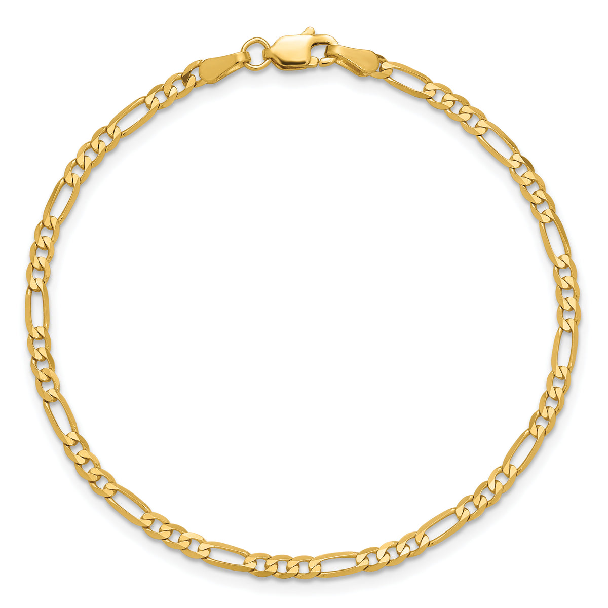 Gold (10K & 14K) Flat Figaro Chain Bracelet - 14k Yellow Gold / 6 in / 2.75 mm