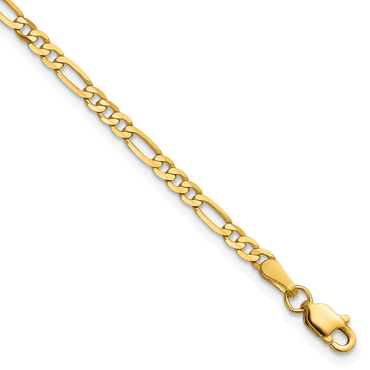 Gold (10K & 14K) Flat Figaro Chain Bracelet - 14k Yellow Gold / 8 in / 2.75 mm